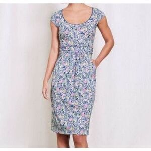 Boden Margot White Blue Paisley Jersey Dress sz 8R